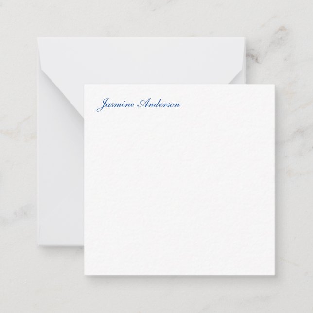 Professional Modern Minimalist Blue White Note Card (Front)