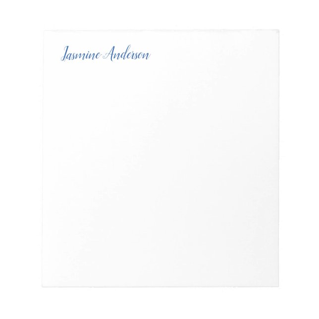Professional Modern Minimalist Blue White Notepad (Front)