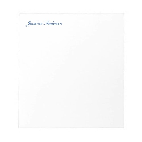 Professional Modern Minimalist Blue White Notepad