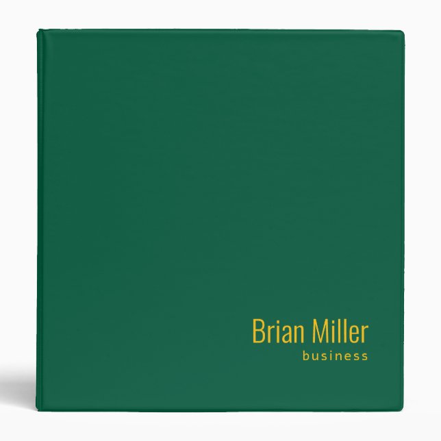 Professional Modern Minimalist Business Green 3 Ring Binder (Front)