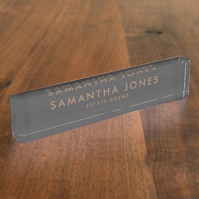 Professional Modern Minimalist Classic Realtor Desk Name Plate (Side)