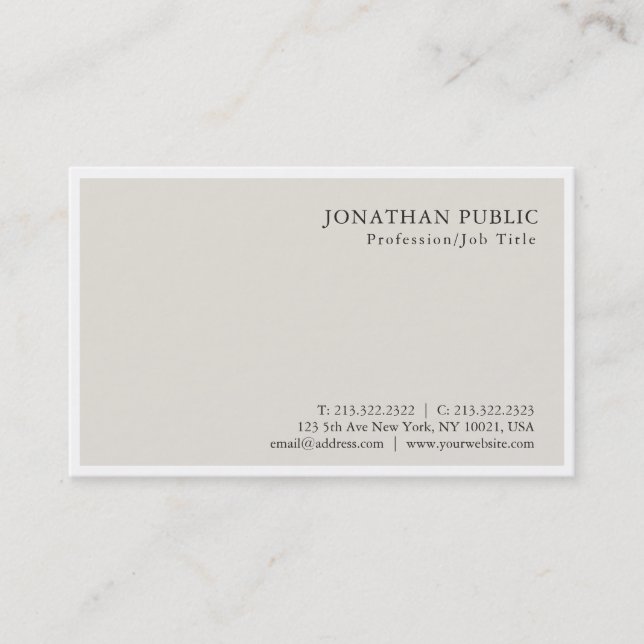 Professional Modern Minimalist Classy Design Business Card (Front)
