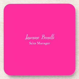Professional Modern Minimalist Deep Pink Beverage Coaster
