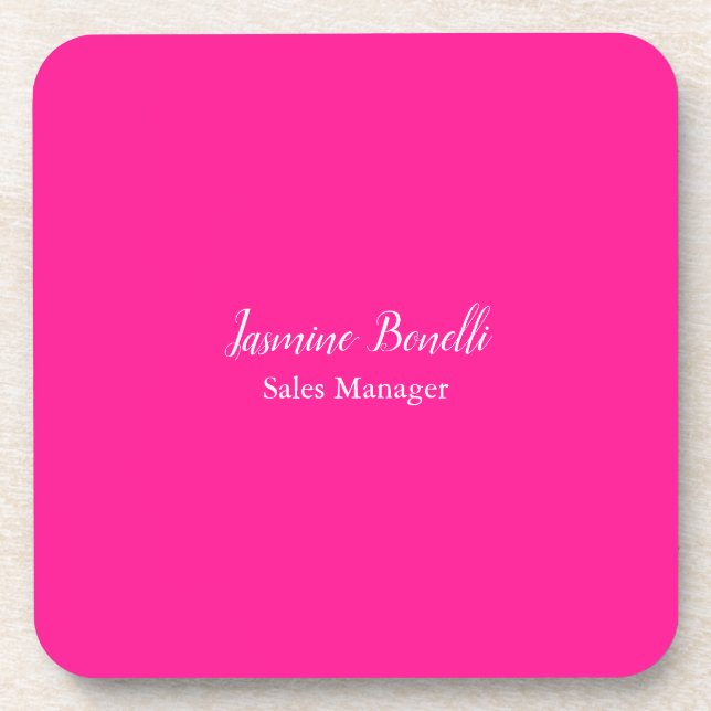 Professional Modern Minimalist Deep Pink Beverage Coaster (Front)