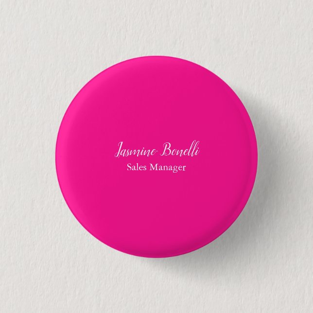 Professional Modern Minimalist Deep Pink Button (Front)