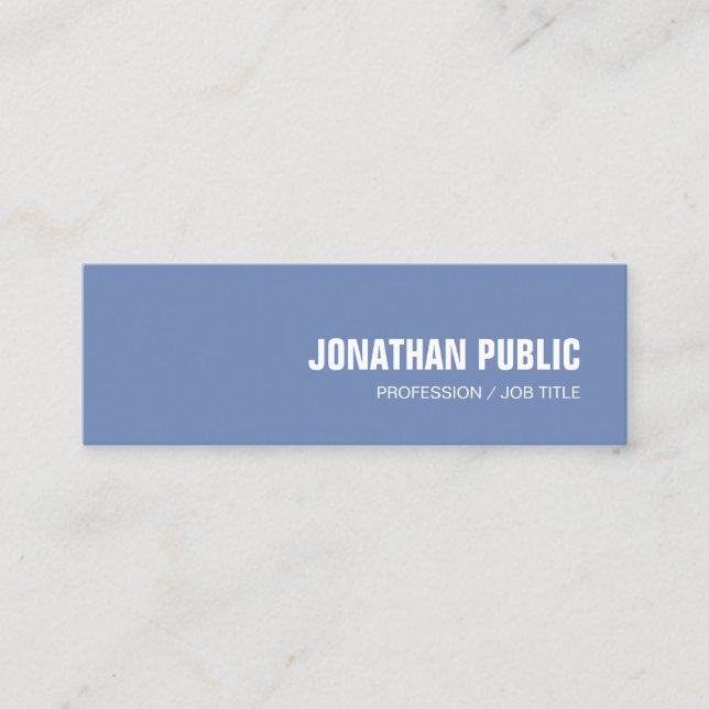 Professional Modern Minimalist Design Blue White Mini Business Card (Front)