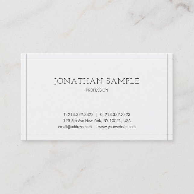 Professional Modern Minimalist Design Elegant Business Card (Front)