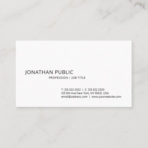 Professional Modern Minimalist Design Elegant Top Business Card
