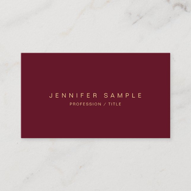 Professional Modern Minimalist Elegant Bordeaux Business Card (Front)