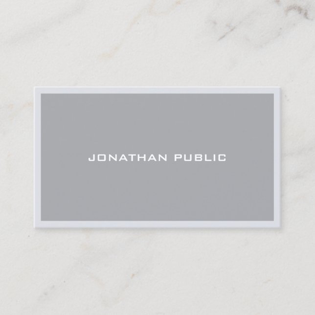 Professional Modern Minimalist Elegant Grey Plain Business Card (Front)