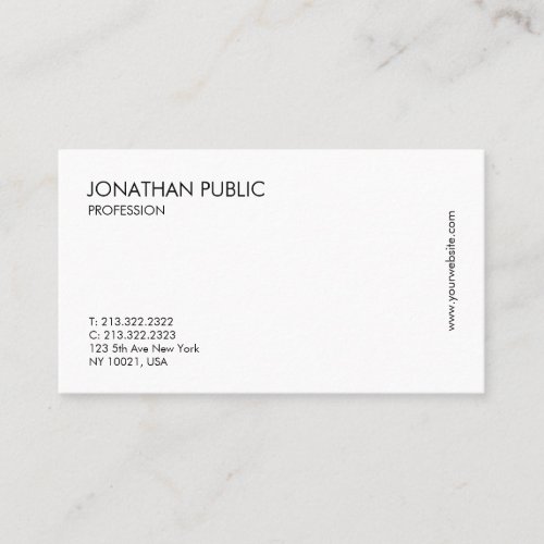 Professional Modern Minimalist Elegant White Clean Business Card