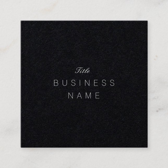 Professional Modern Minimalist Élégante Noir Square Business Card (Front)