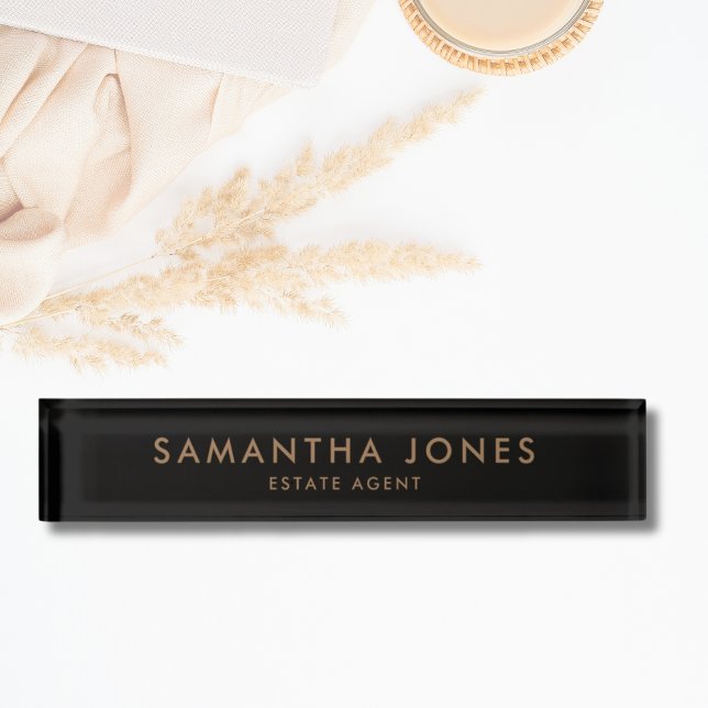 Professional Modern Minimalist Gold Black Custom Desk Name Plate (Professional Modern Minimalist Gold Black Custom Nameplate
)