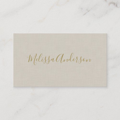 Professional Modern Minimalist Gold Linen Business Card