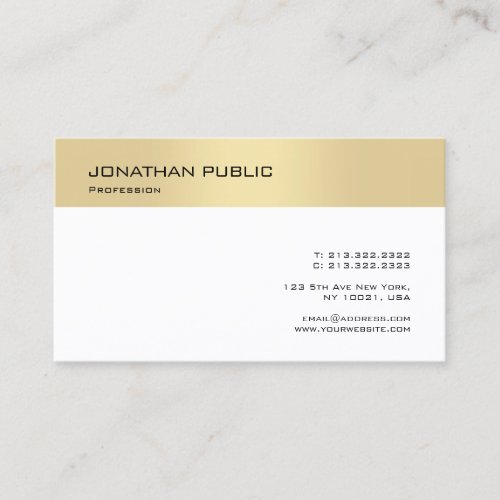 Professional Modern Minimalist Gold White Template Business Card