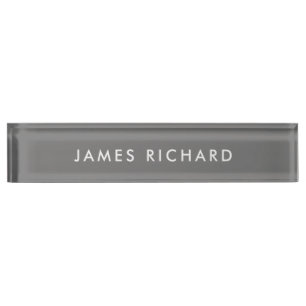 Professional Modern Minimalist Gray Office Desk Name Plate