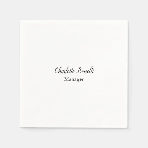 Professional Modern Minimalist Handwriting Name Napkins