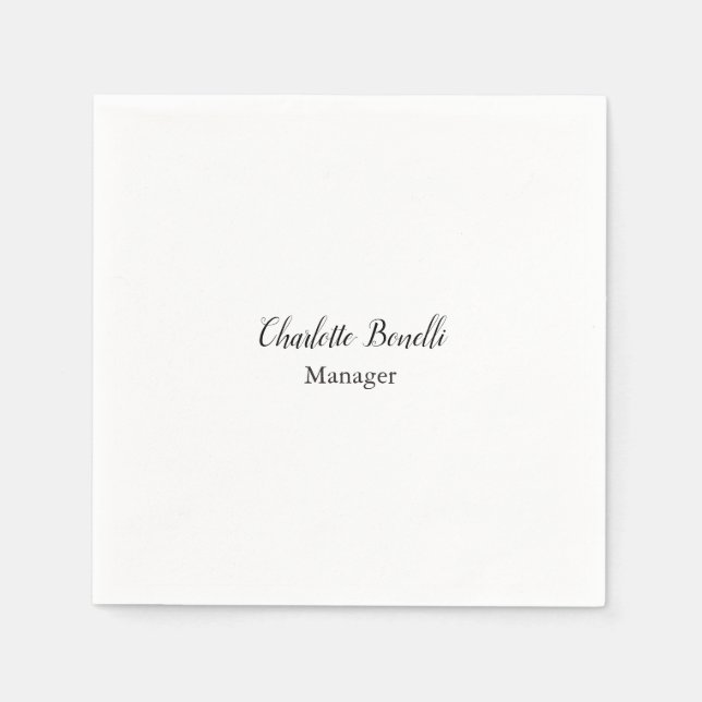 Professional Modern Minimalist Handwriting Name Napkins (Front)