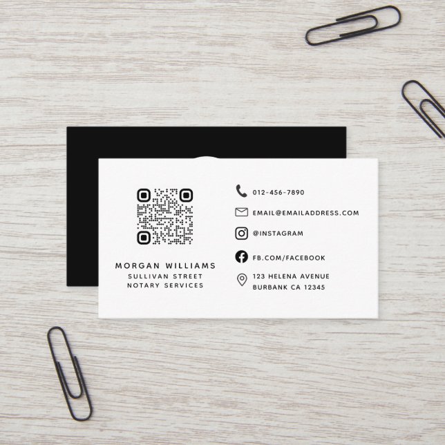 Professional Modern Minimalist Logo Qr Code Business Card (Front/Back In Situ)