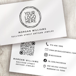Professional Modern Minimalist Logo Qr Code Business Card