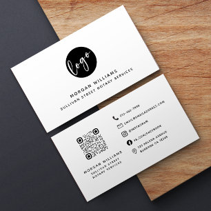Professional Modern Minimalist Logo Qr Code  Business Card
