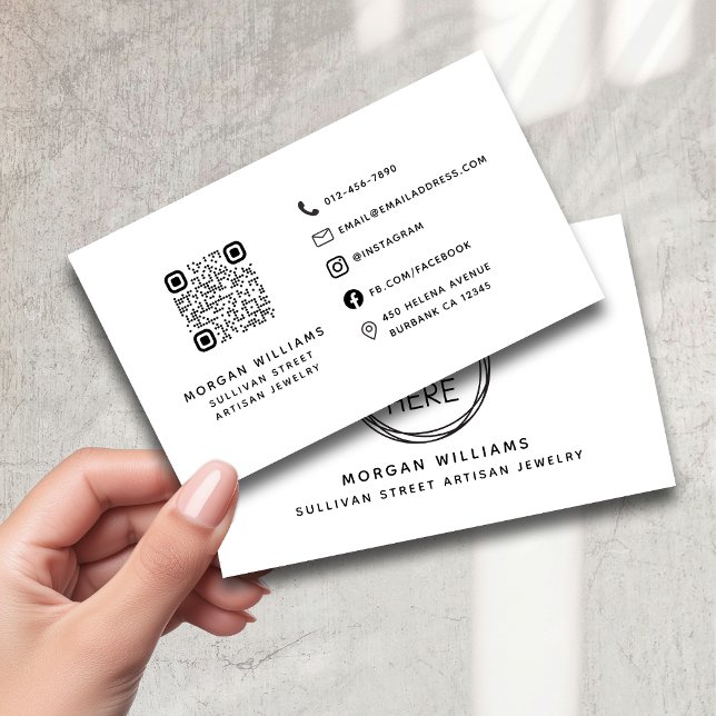 Professional Modern Minimalist Logo Qr Code Business Card (Creator Uploaded)