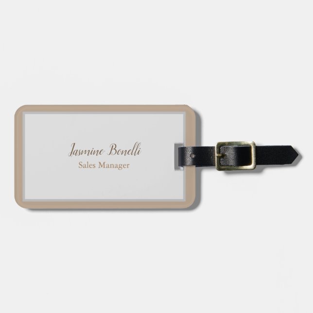Professional Modern Minimalist Luggage Tag (Front Horizontal)