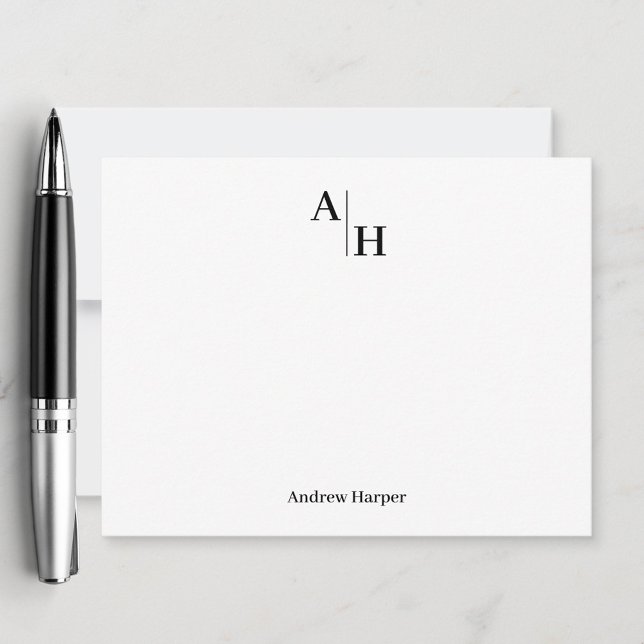Professional Modern Minimalist Monogrammed Name Note Card (Creator Uploaded)