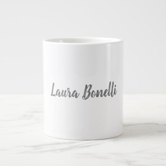 Professional Modern Minimalist Name Calligraphy Giant Coffee Mug (Front)