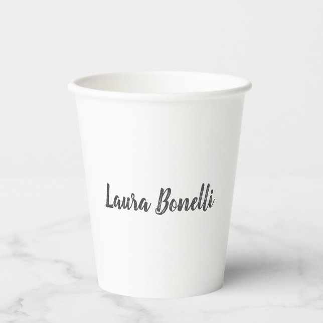 Professional Modern Minimalist Name Calligraphy Paper Cups (Front)