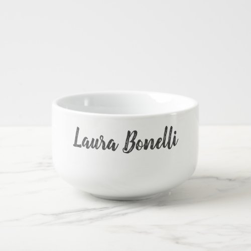 Professional Modern Minimalist Name Calligraphy Soup Mug