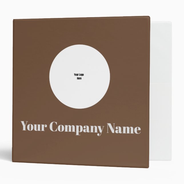 Professional Modern Minimalist Office Coffee Brown 3 Ring Binder (Front/Inside)