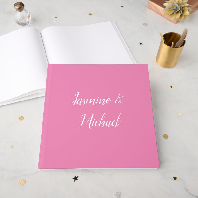 Professional Modern Minimalist Pink Color Guest Book (Front Open)