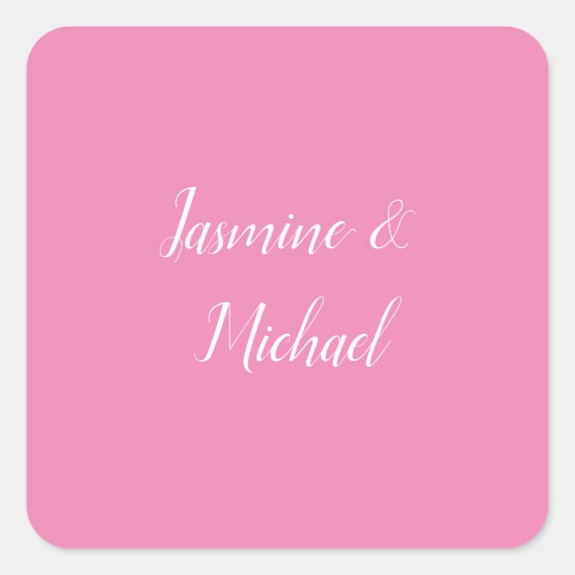 Professional Modern Minimalist Pink Color Square Sticker (Front)