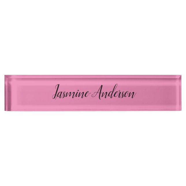 Professional Modern Minimalist Pink Desk Name Plate (Front)
