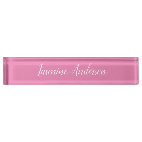 Professional Modern Minimalist Pink Desk Name Plate