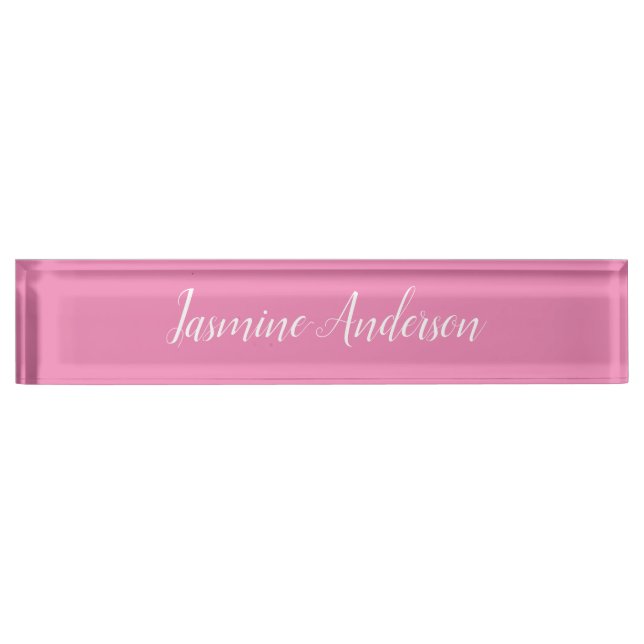 Professional Modern Minimalist Pink Desk Name Plate (Front)