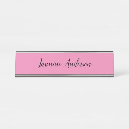 Professional Modern Minimalist Pink Desk Name Plate