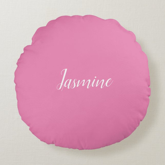 Professional Modern Minimalist Pink Round Pillow (Front)