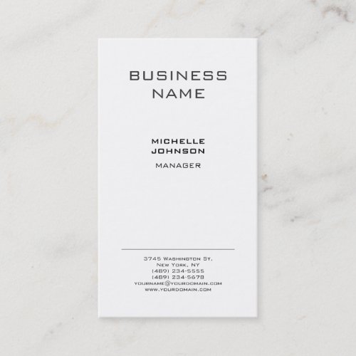 Professional Modern Minimalist Plain Black  White Business Card