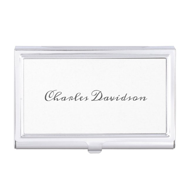 Professional Modern Minimalist Plain Calligraphy Business Card Case (Front)