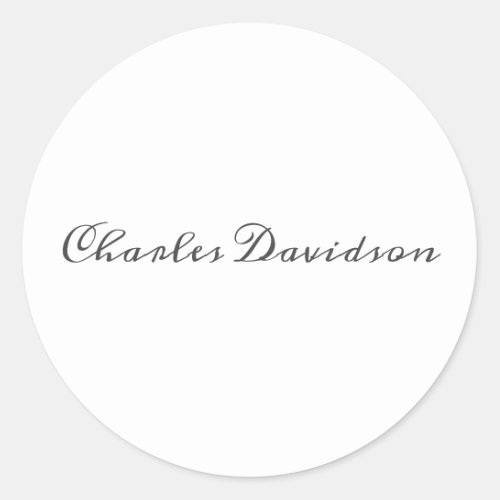 Professional Modern Minimalist Plain Calligraphy Classic Round Sticker