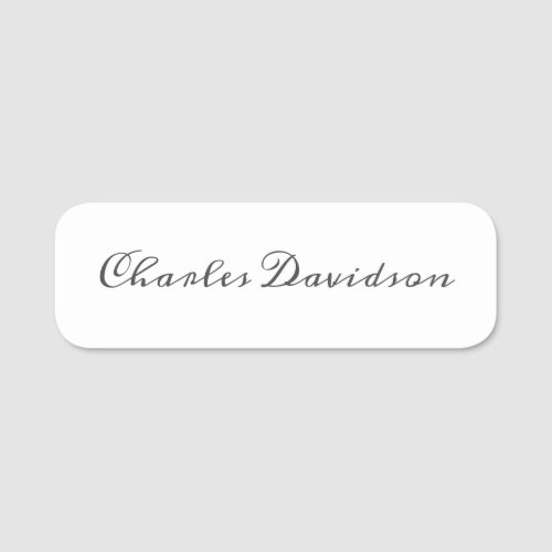 Professional Modern Minimalist Plain Calligraphy Name Tag