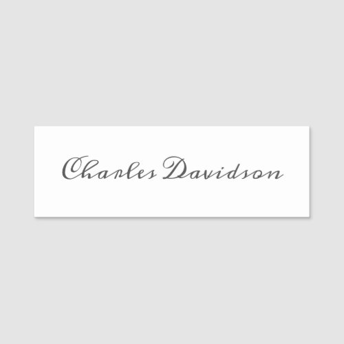 Professional Modern Minimalist Plain Calligraphy Name Tag