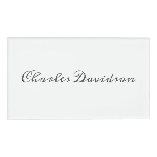 Professional Modern Minimalist Plain Calligraphy Name Tag