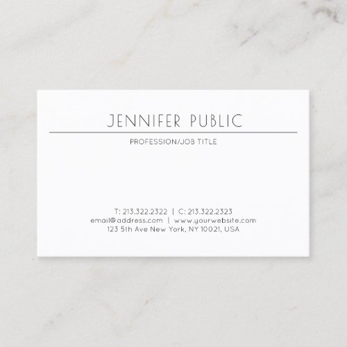 Professional Modern Minimalist Plain Elegant Business Card