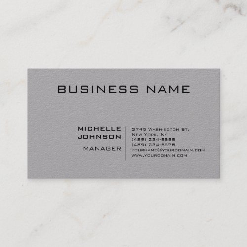 Professional Modern Minimalist Plain Grey Business Card