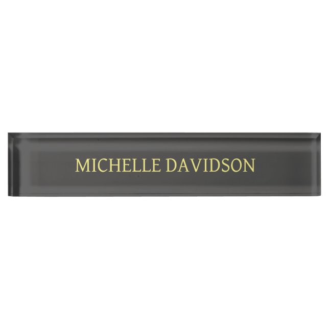 Professional Modern Minimalist Plain Grey Desk Name Plate (Front)