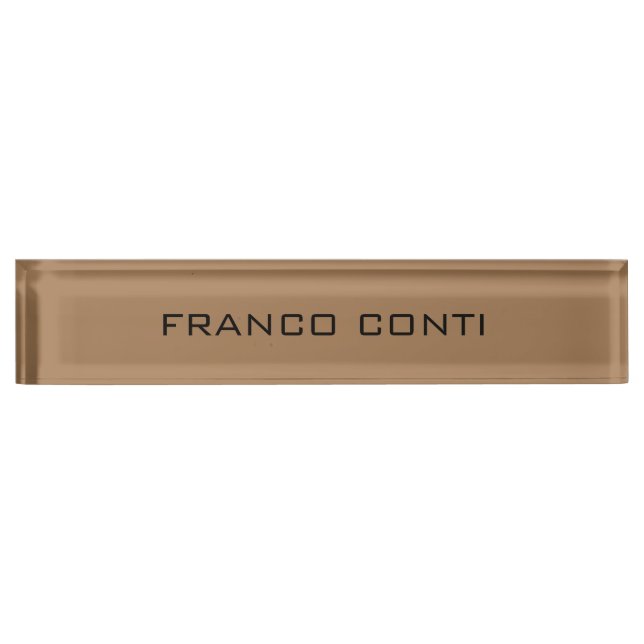 Professional Modern Minimalist Plain Light Brown Desk Name Plate (Front)