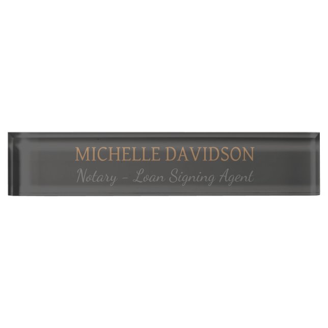 Professional Modern Minimalist Plain Notary Desk Name Plate (Front)